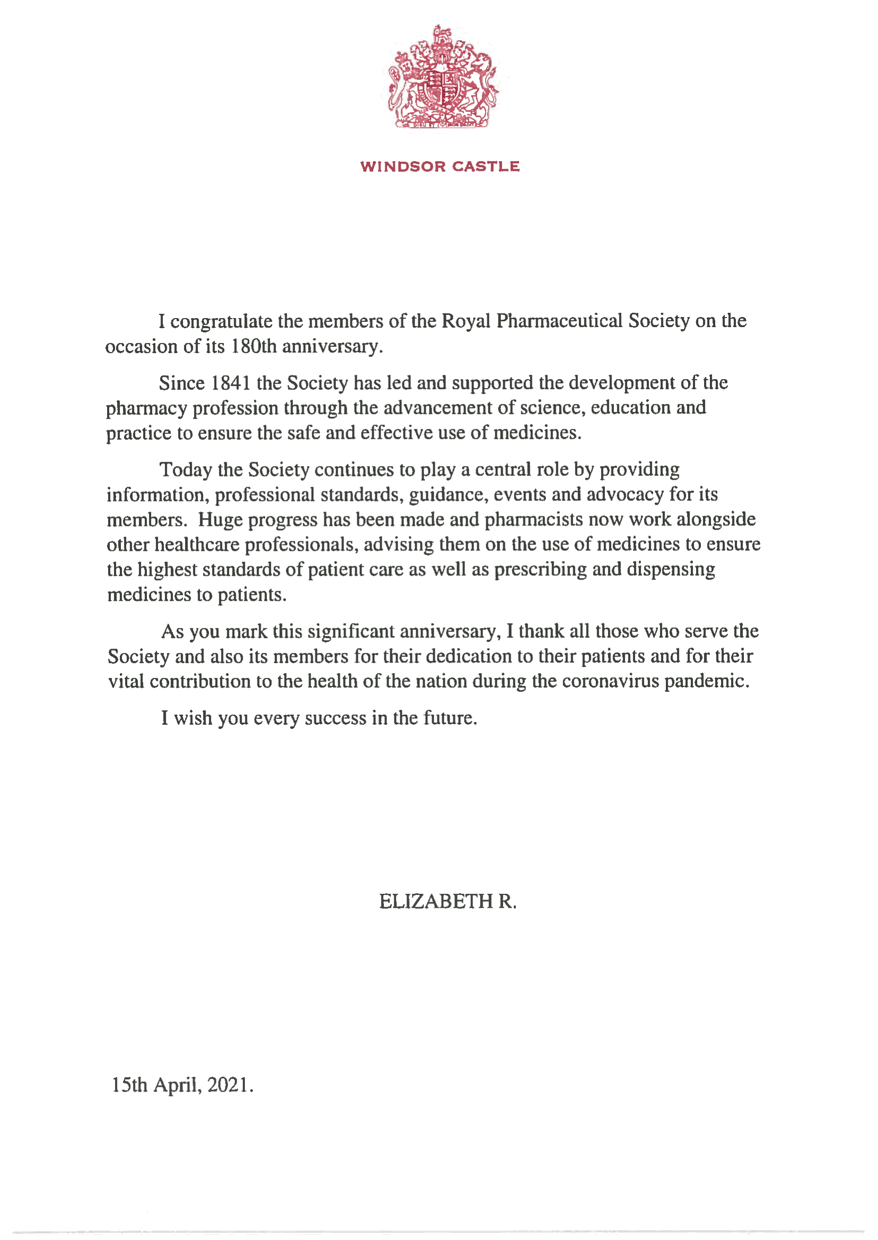 180 Letter from HM Queen